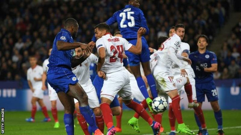 Wes Morgan's goal was his third this season and first in the Champions League