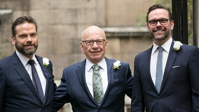 Rupert Murdoch with sons Lachlan (l) and James (r)