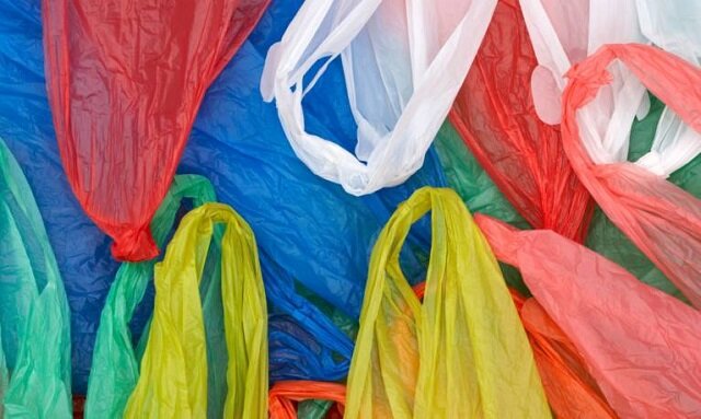Selection of plain plastic shopping carrier bags