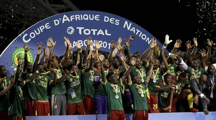 Libreville: Cameroon players celebrate after winning the African Cup of Nations final soccer match between Egypt and Cameroon at the Stade de l'Amitie, in Libreville, Gabon, Sunday, Feb. 5, 2017. Cameroon won 2-1. AP/PTI(AP2_6_2017_000006A)